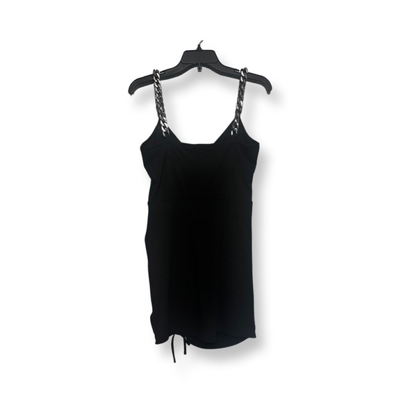 BB Dakota Womens Slip Dress Black Stretch Mini V Neck Chain Strap Sexy M New - Picture 4 of 8